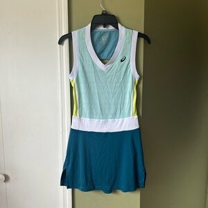 Asics Teal and White Color-blocked Tennis Dress NWOT